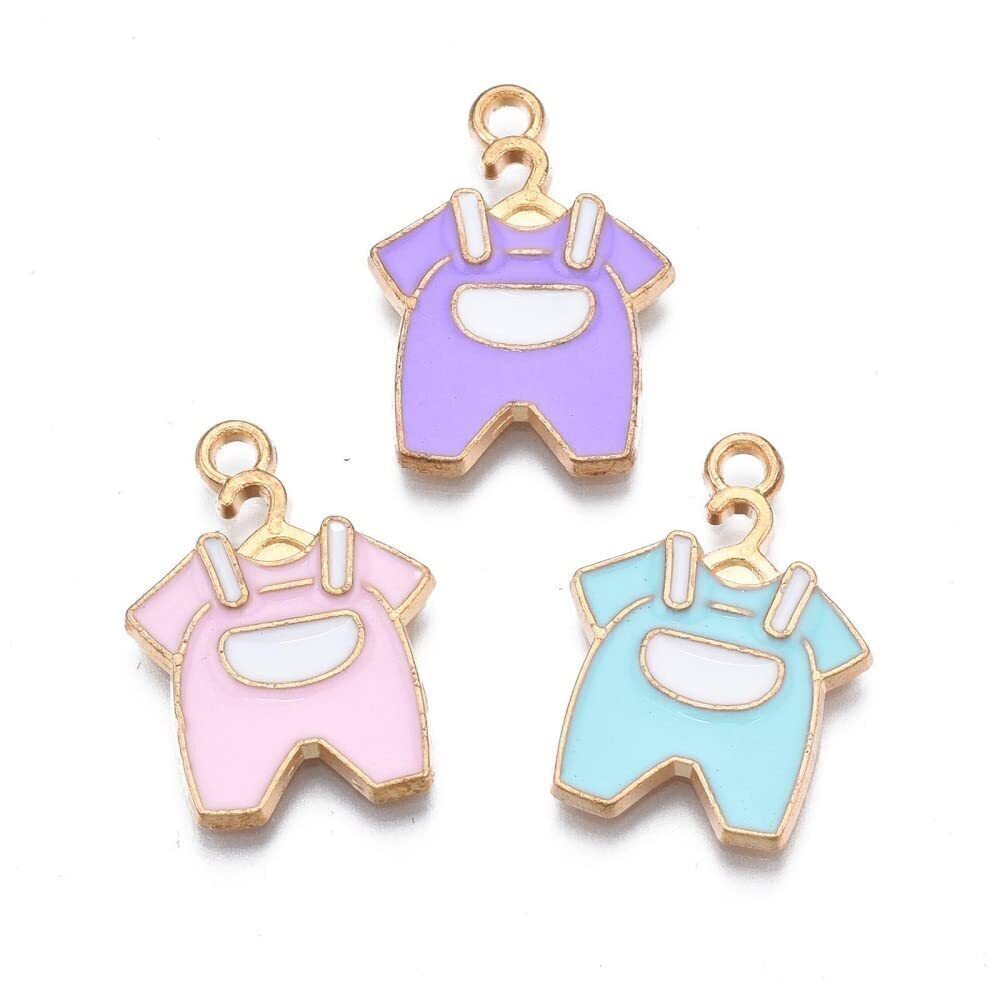 3034 100 pcs Random Colors Enamel Baby Charms Lovely Dangle Baby Clothes